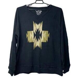 Black Sweatshirt with Gold Geometric Design